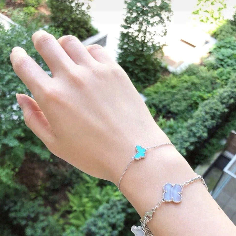 [Cyra]  SCHMETTERLING TÜRKIS SCHMETTERLING ARMBAND SILBER