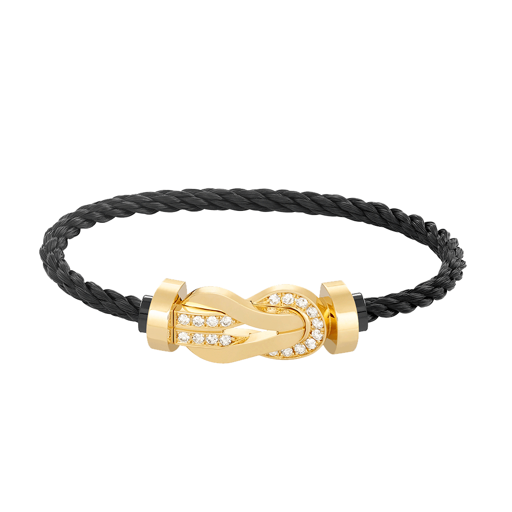 [Cyra]  CHANCE LARGE 8 FIGURE BUCKLE HALF DIAMOND BRACELET GOLD