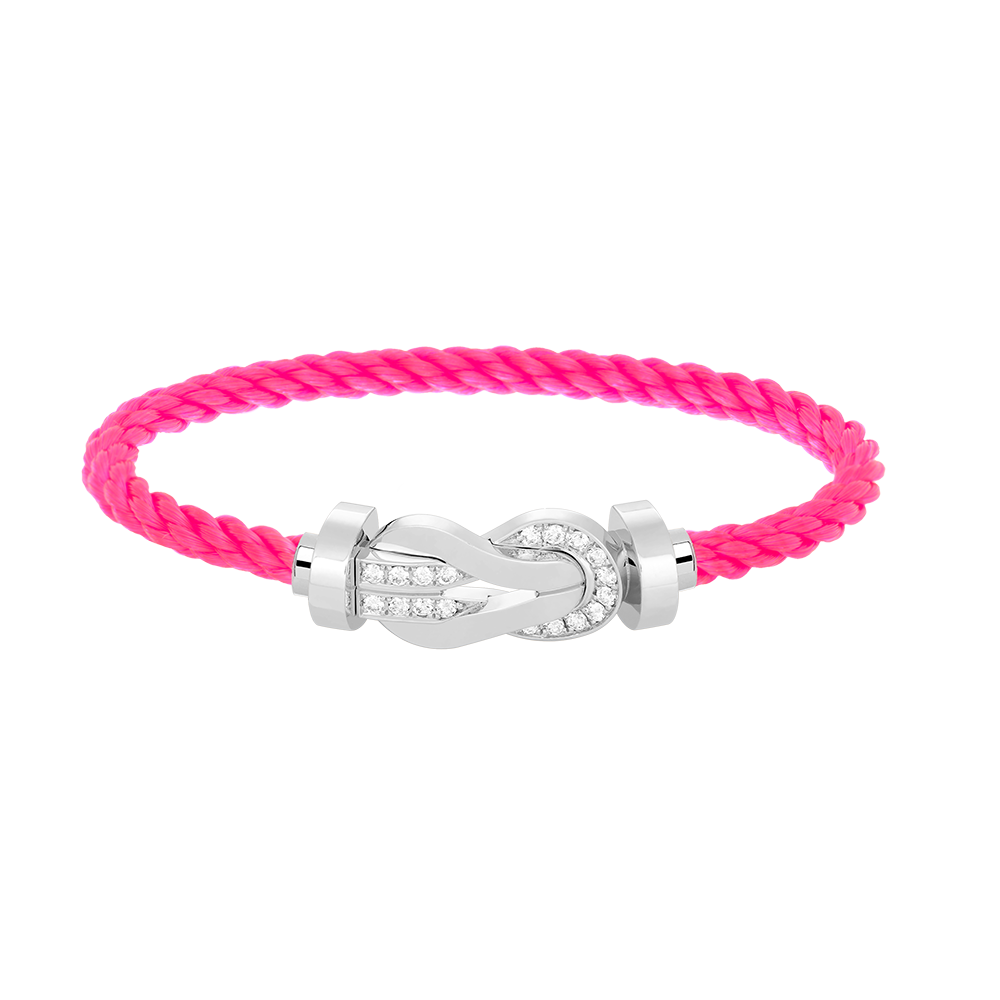 [Cyra]  CHANCE LARGE 8 FIGURE BUCKLE HALF DIAMOND BRACELET SILVER