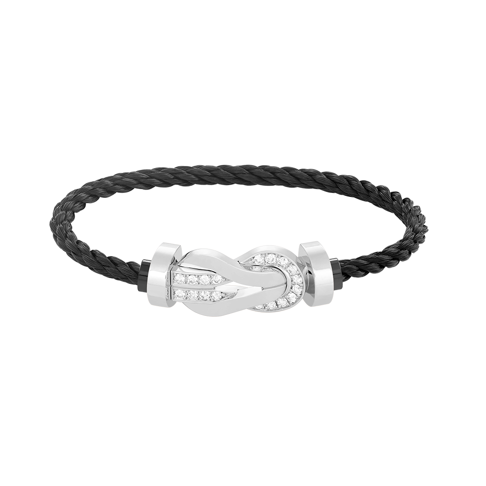 [Cyra]  CHANCE LARGE 8 FIGURE BUCKLE HALF DIAMOND BRACELET SILVER