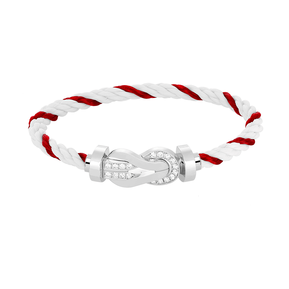 [Cyra]  CHANCE LARGE 8 FIGURE BUCKLE HALF DIAMOND BRACELET SILVER