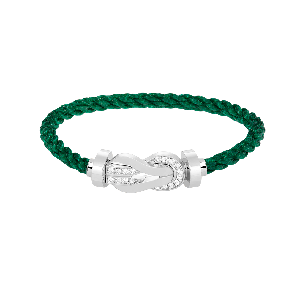 [Cyra]  CHANCE LARGE 8 FIGURE BUCKLE HALF DIAMOND BRACELET SILVER