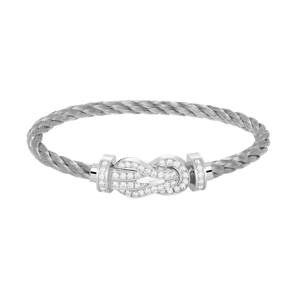 [Cyra]  CHANCE LARGE 8 FIGURE BUCKLE FULL DIAMOND BRACELET SILVER