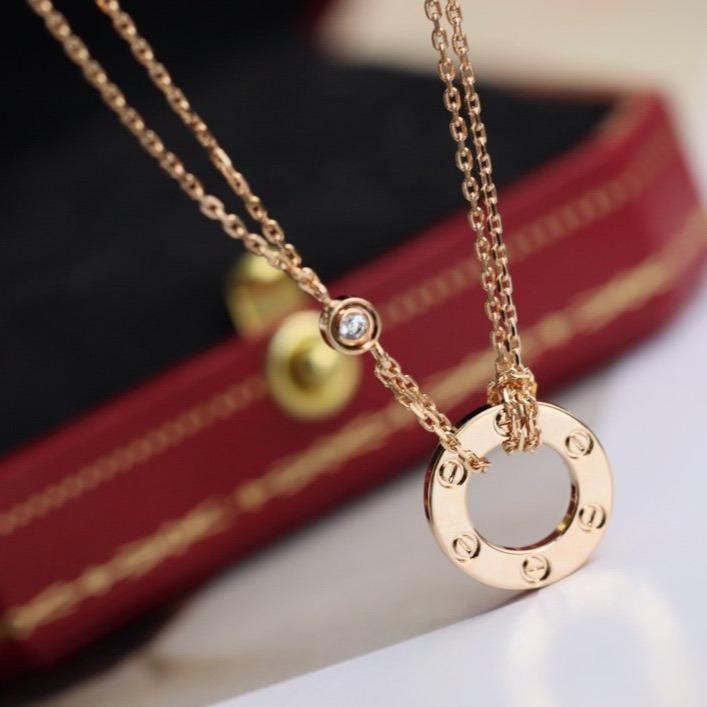 [Cyra]  LOVE NECKLACE ADJUSTABLE ROSE GOLD 2 DIAMOND