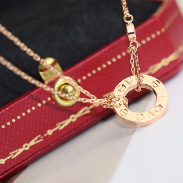 [Cyra]  LOVE NECKLACE ADJUSTABLE ROSE GOLD 2 DIAMOND