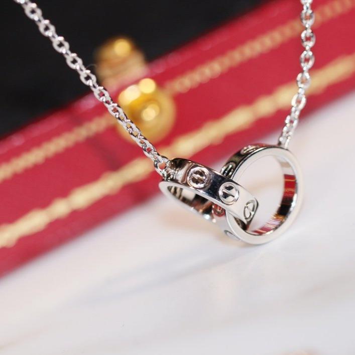 [Cyra]  LOVE NECKLACE PINK GOLD AND SILVER