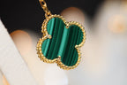 [Cyra]  CLOVER EARRINGS GOLD MALACHITE DIAMOND 3 MOTIF