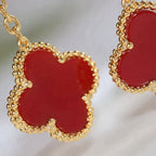 [Cyra]  CLOVER  2 MOTIF  TIGER EYE CARNELIAN EARRINGS