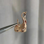 [Cyra]  クローバー ミディアム 1モチーフ ピンクMOP ダイヤモンド イヤリング