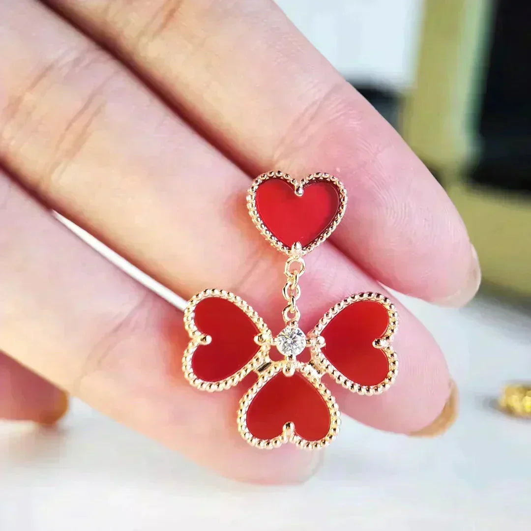 [Cyra]  SWEET CLOVER CARNELIAN EARRINGS