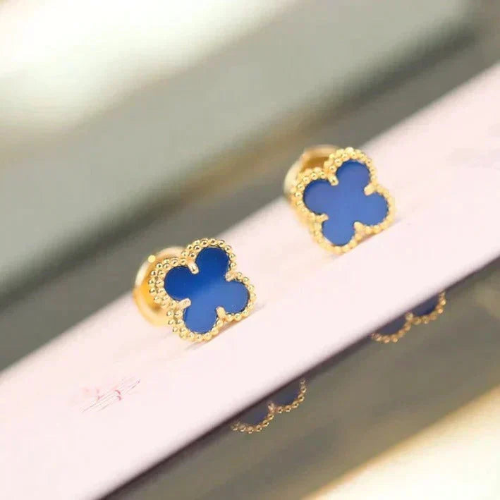 [Cyra] クローバーミニ 9.5mm ターコイズピアス