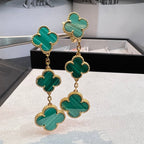 [Cyra]  CLOVER MALACHITE 3 MOTIFS GOLD