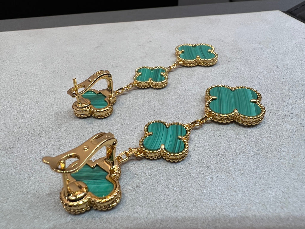[Cyra]  CLOVER MALACHITE 3 MOTIFS GOLD