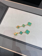 [Cyra]  CLOVER MALACHITE 3 MOTIFS GOLD