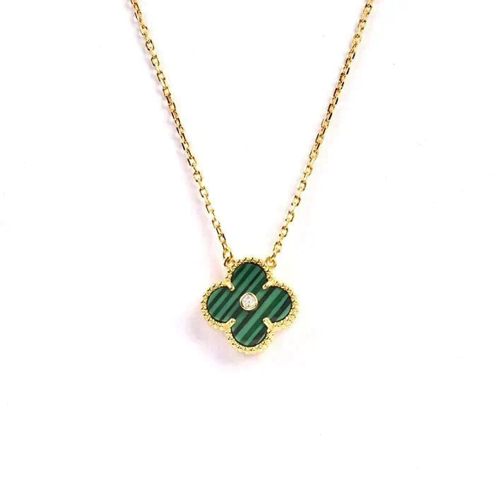 [Cyra] CLOVER 15MM DIAMANT-TÜRKIS-HALSKETTE