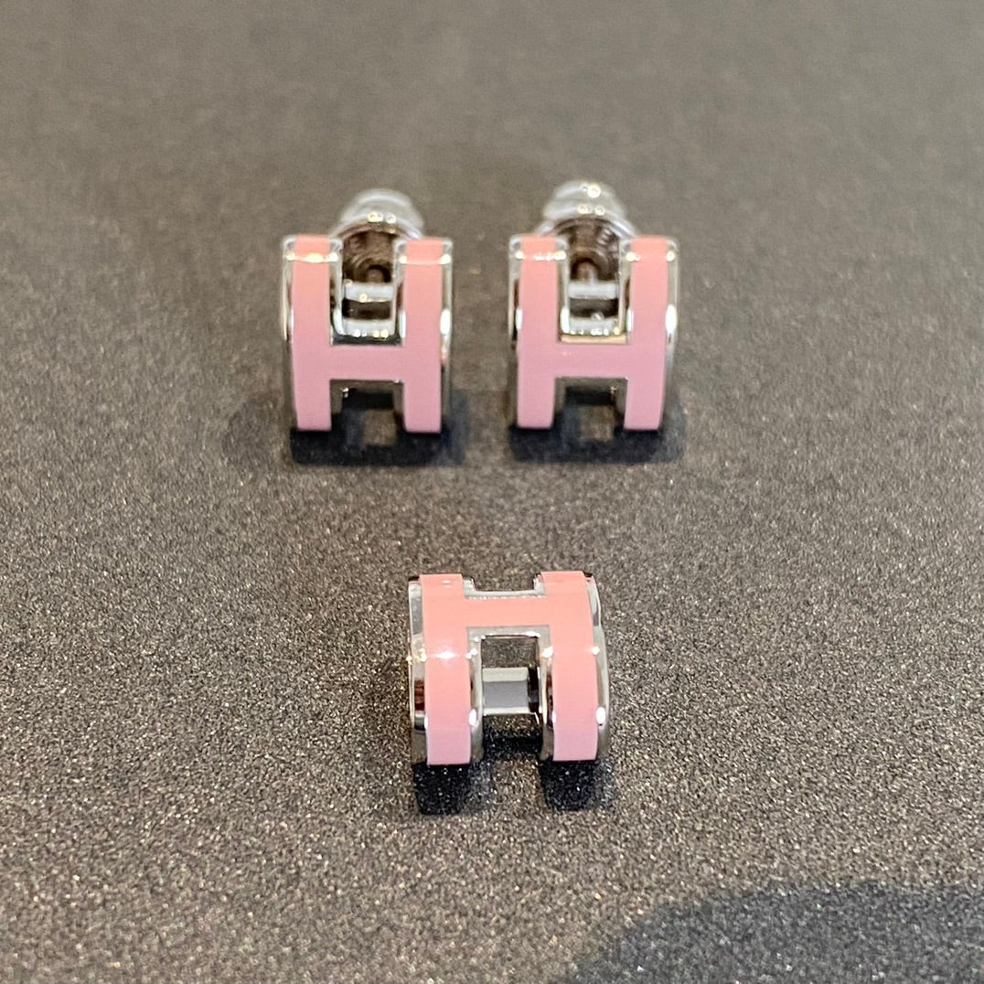 [Cyra]  MINI POP H SILVER EARRINGS PINK