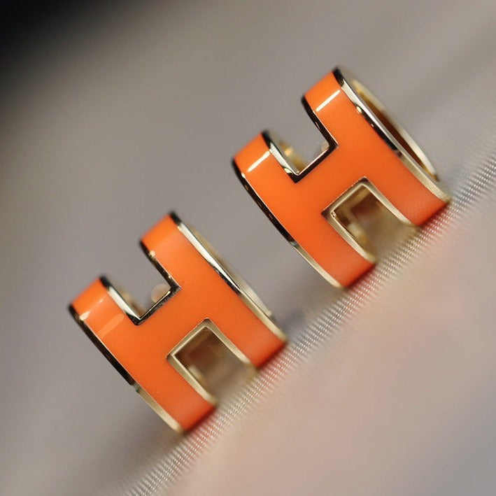 [Cyra]  MINI POP H EARRINGS ORANGE