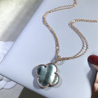 [Cyra] CLOVER 25MM GOLD DUNKLE PERLMUTT GROSSE CLOVER-HALSKETTE