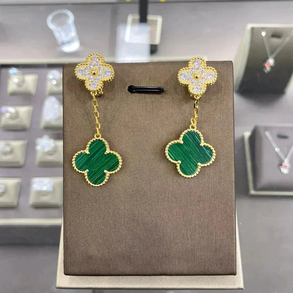 [Cyra]  CLOVER  2 MOTIFS  DIAMOND  EARRINGS (MULTIPLE CHOICESç´