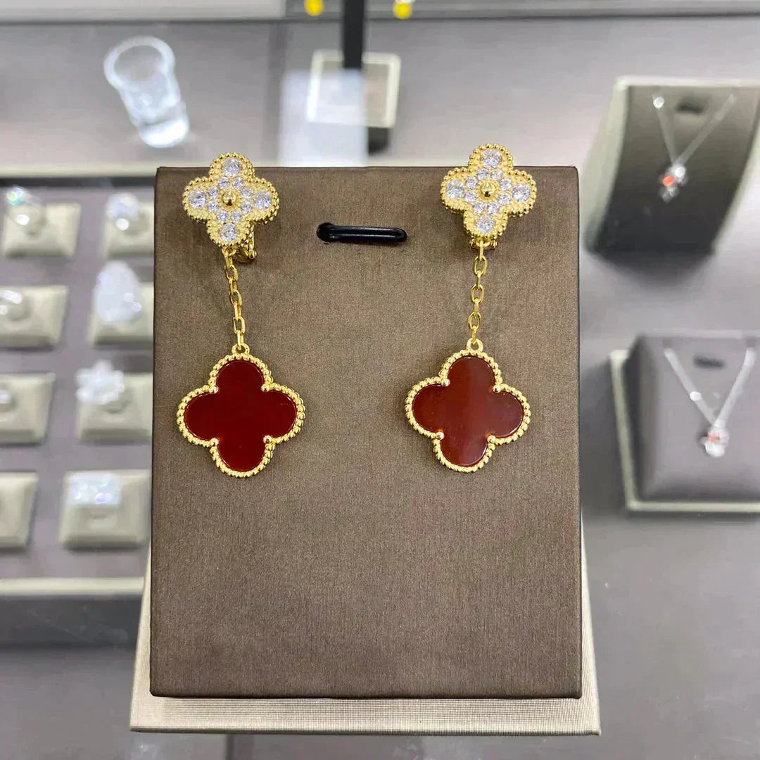 [Cyra]  CLOVER  2 MOTIFS  DIAMOND  EARRINGS (MULTIPLE CHOICESç´