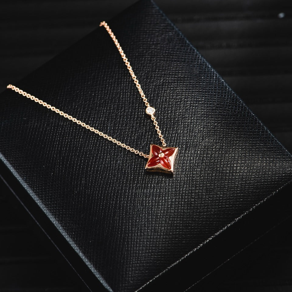 [Cyra]  STAR NECKLACE PINK GOLD 1 DIAMOND