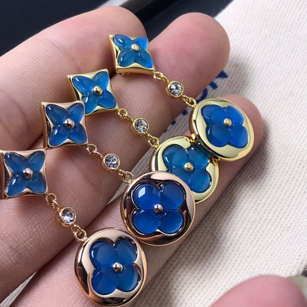 [Cyra]  STAR AND SUN AGATE DIAMOND EARRINGS
