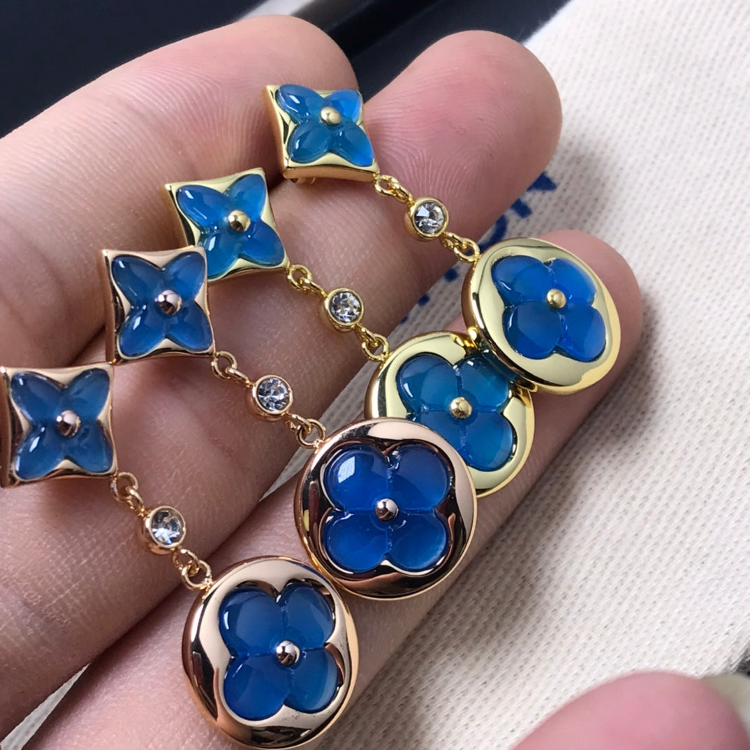 [Cyra]  STAR AND SUN AGATE DIAMOND EARRINGS