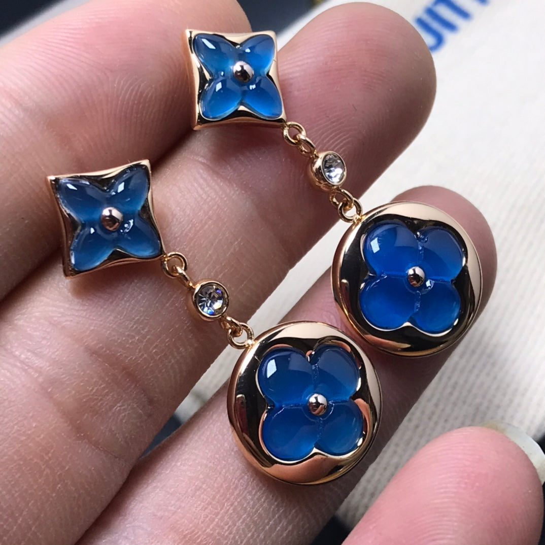 [Cyra]  STAR AND SUN AGATE DIAMOND EARRINGS
