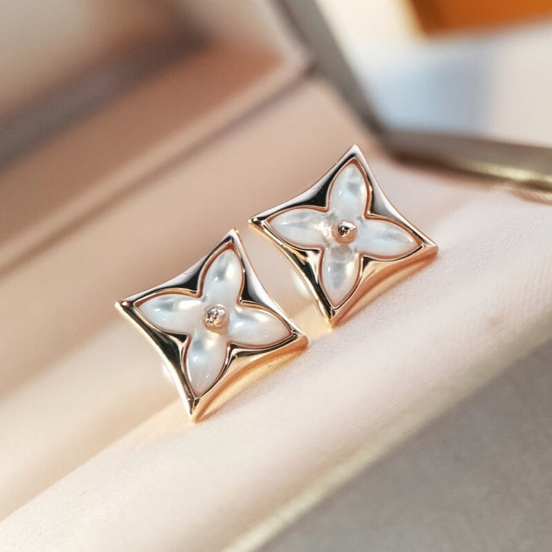 [Cyra]  STAR MOP PINK GOLD EARRINGS