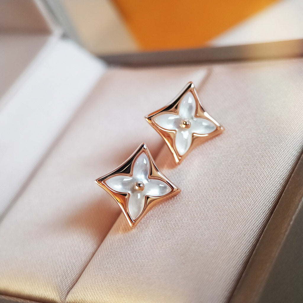 [Cyra]  STAR MOP PINK GOLD EARRINGS