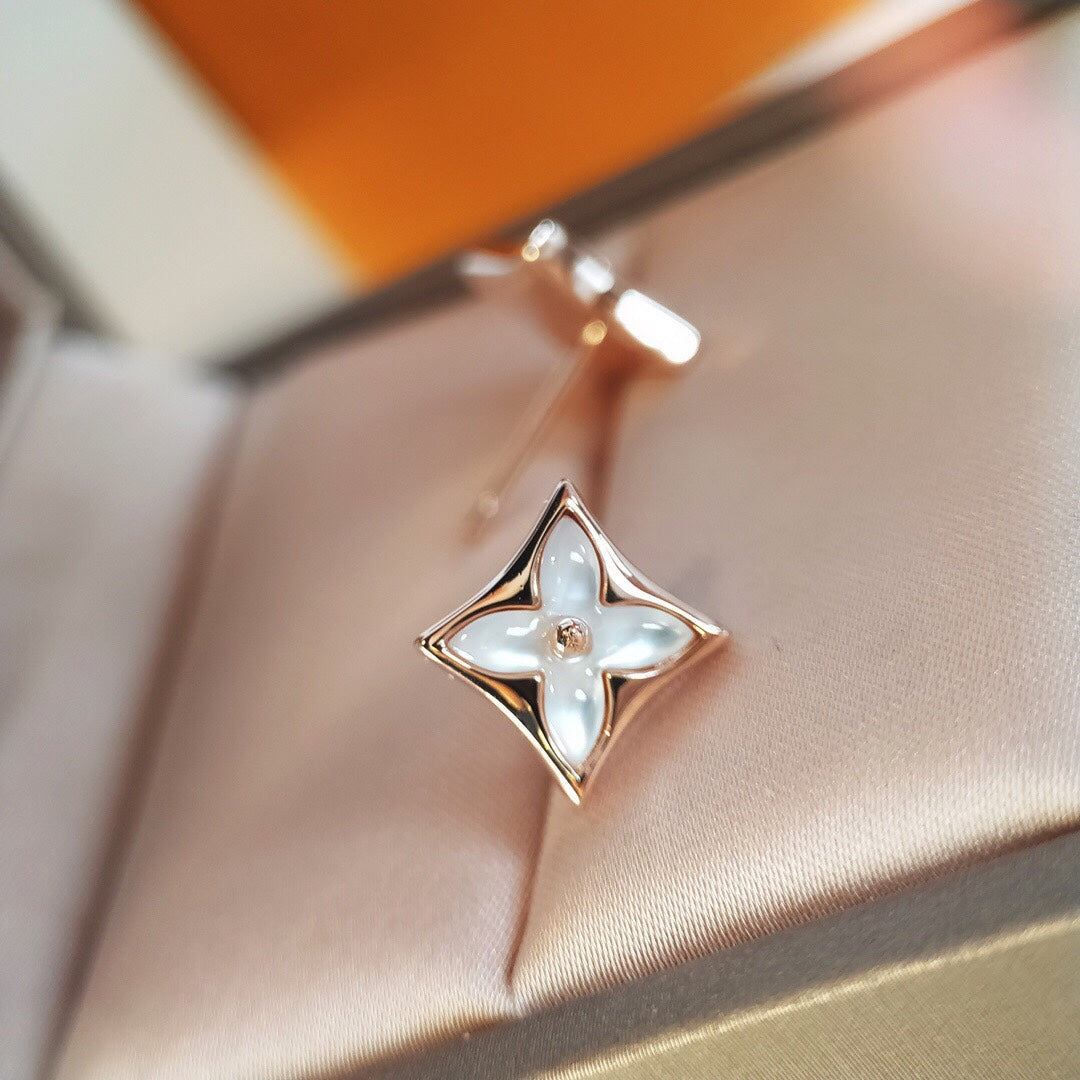 [Cyra]  STAR MOP PINK GOLD EARRINGS