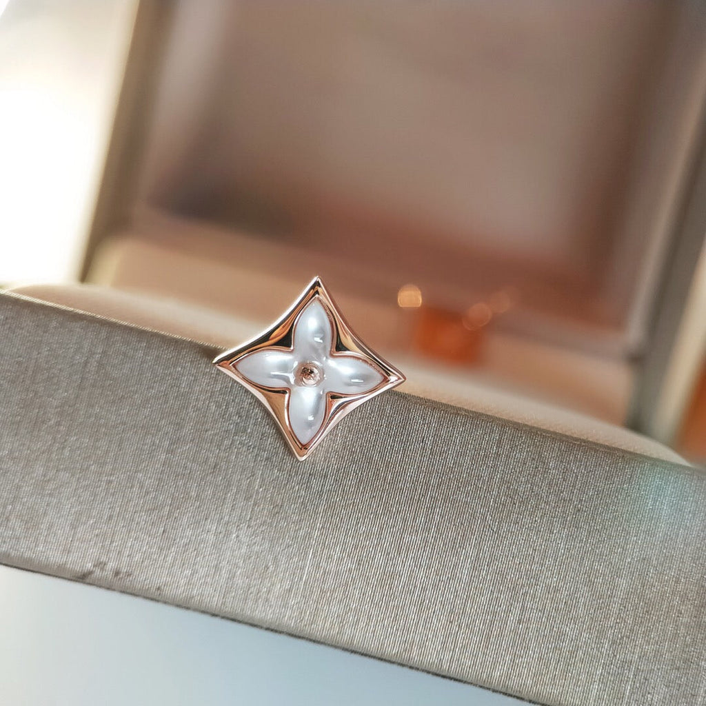 [Cyra]  STAR MOP PINK GOLD EARRINGS