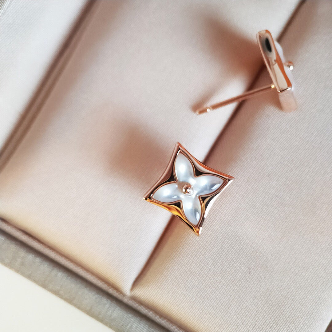 [Cyra]  STAR MOP PINK GOLD EARRINGS