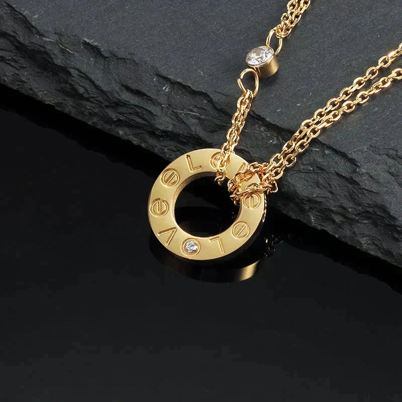 [Cyra]  LOVE NECKLACE 16MM 2 DIAMONDS