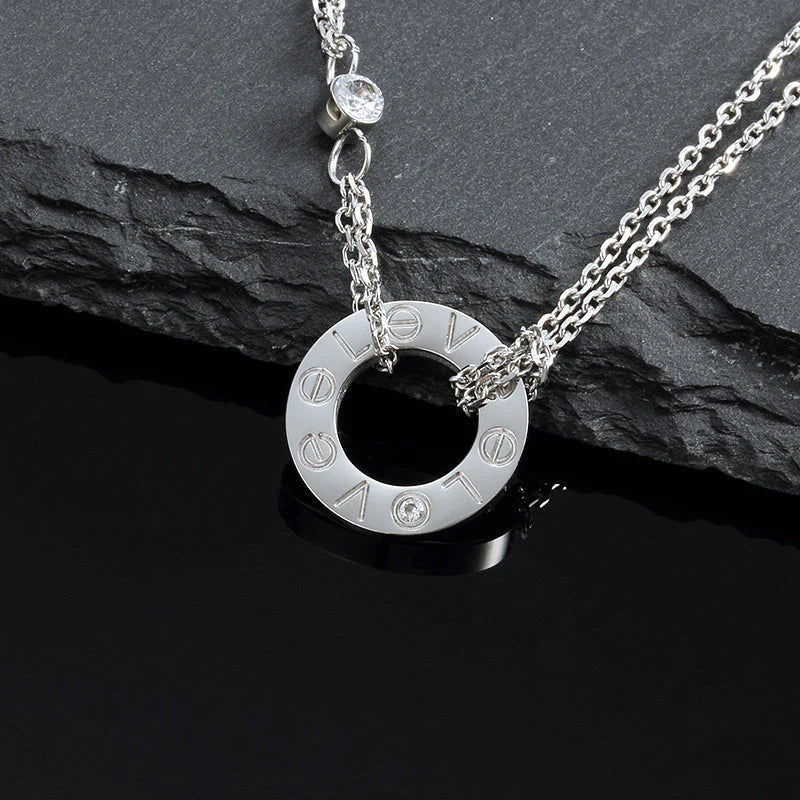 [Cyra]  LOVE NECKLACE 16MM 2 DIAMONDS