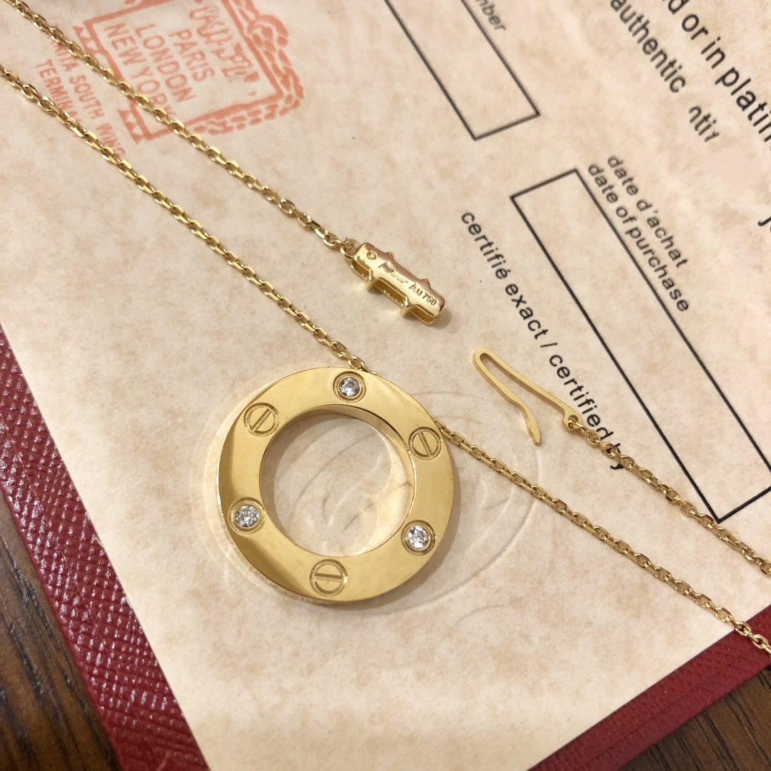 [Cyra]  LOVE NECKLACE 16MM 3 DIAMONDS