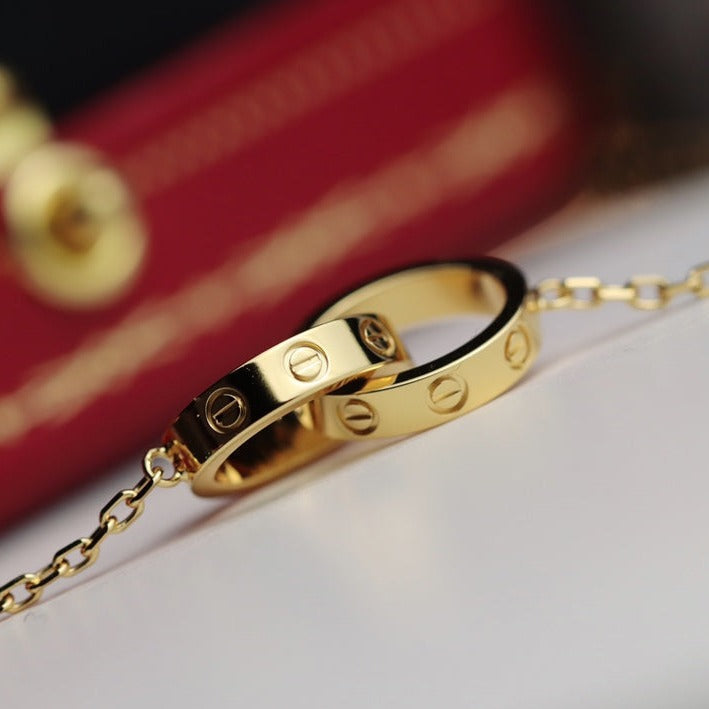 [Cyra]  LOVE NECKLACE DOUBLE RING GOLD