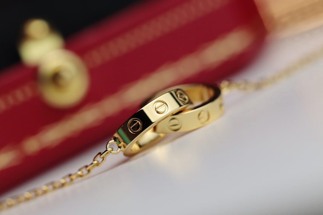 [Cyra]  LOVE NECKLACE DOUBLE RING GOLD