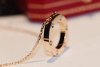 [Cyra]  LOVE NECKLACE 16MM 6 DIAMONDS PINK GOLD