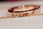 [Cyra]  LOVE NECKLACE 16MM 6 DIAMONDS PINK GOLD