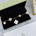 [Cyra] マジック アルハンブラ ブレスレット、5モチーフ、イエローゴールド