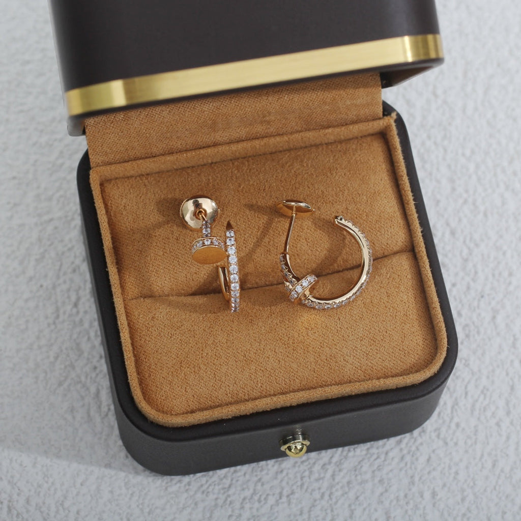 [Cyra]  JUSTE EARRINGS 12.75MM PINK GOLD DIAMOND