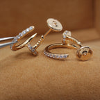 [Cyra]  JUSTE EARRINGS 12.75MM PINK GOLD DIAMOND