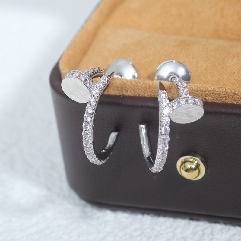 [Cyra]  JUSTE EARRINGS 12.75MM SILVER DIAMOND