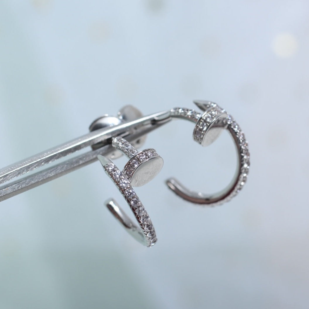 [Cyra]  JUSTE EARRINGS 12.75MM SILVER DIAMOND