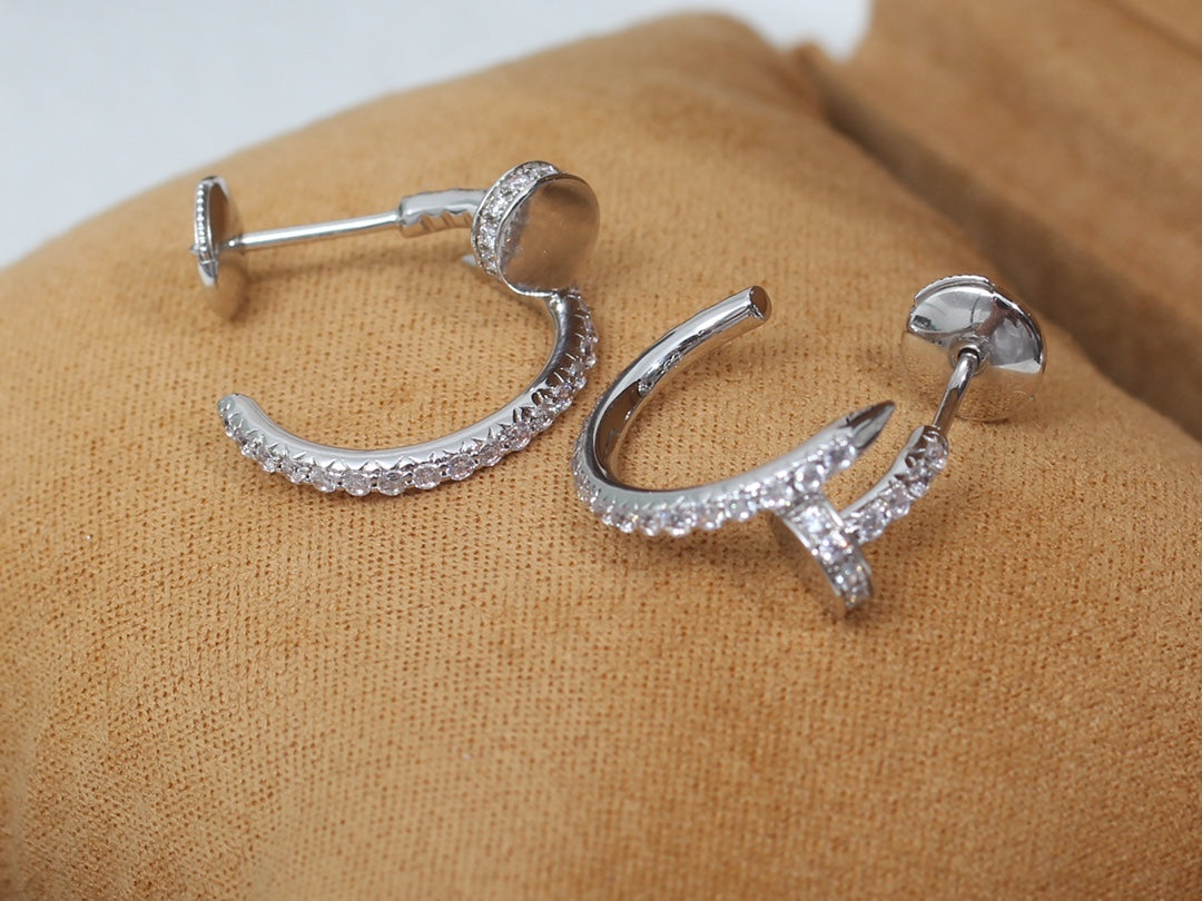 [Cyra]  JUSTE EARRINGS 12.75MM SILVER DIAMOND