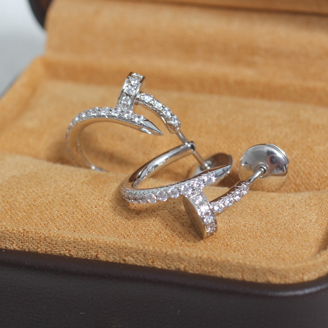 [Cyra]  JUSTE EARRINGS 12.75MM SILVER DIAMOND