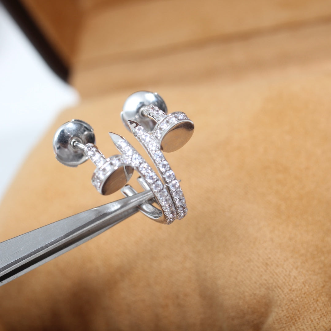 [Cyra]  JUSTE EARRINGS 12.75MM SILVER DIAMOND