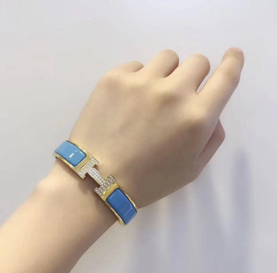 [Cyra]  H CLOUD BLAUES ARMBAND GOLD DIAMANT