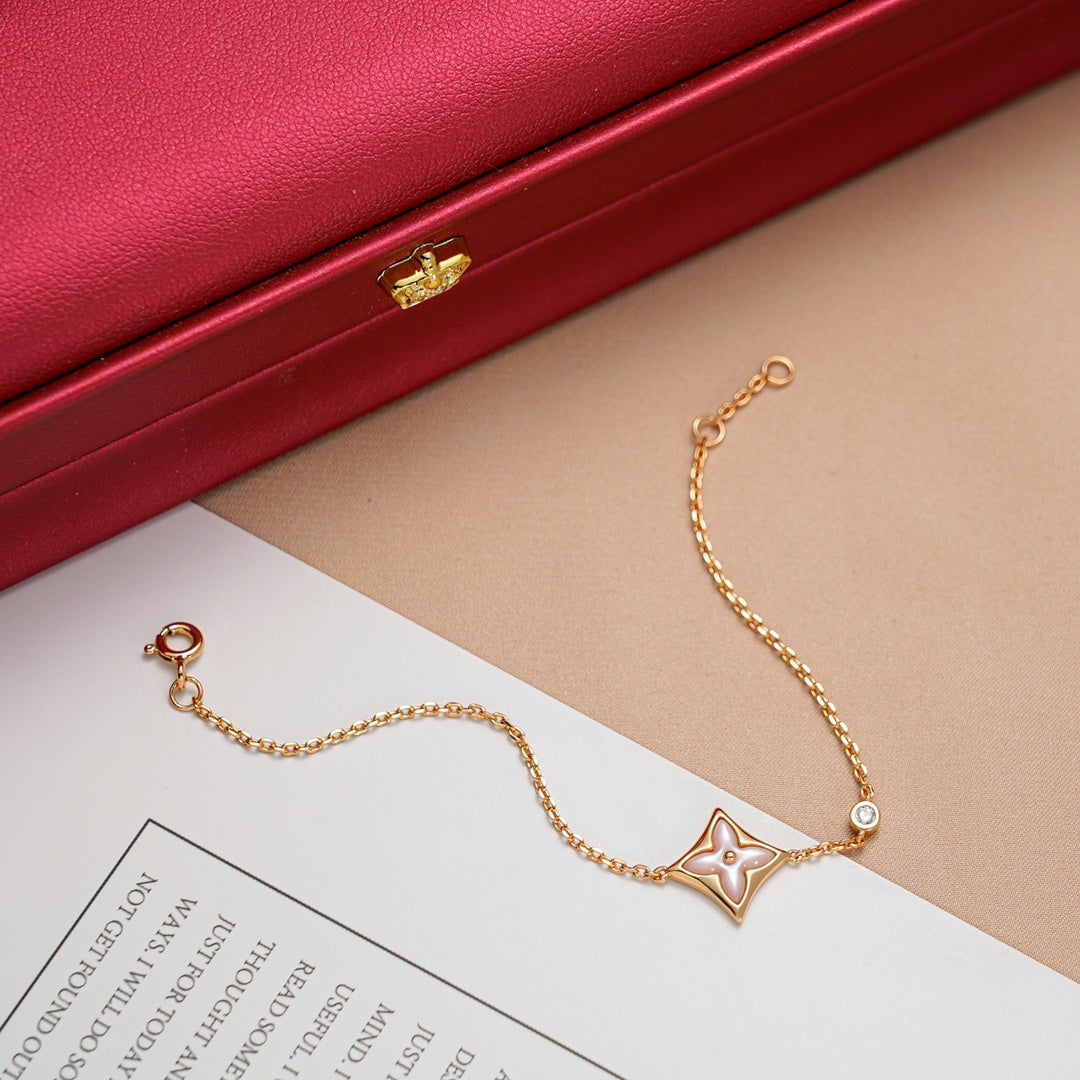 [Cyra]  STAR 1 DIAMOND PINK GOLD BRACELET